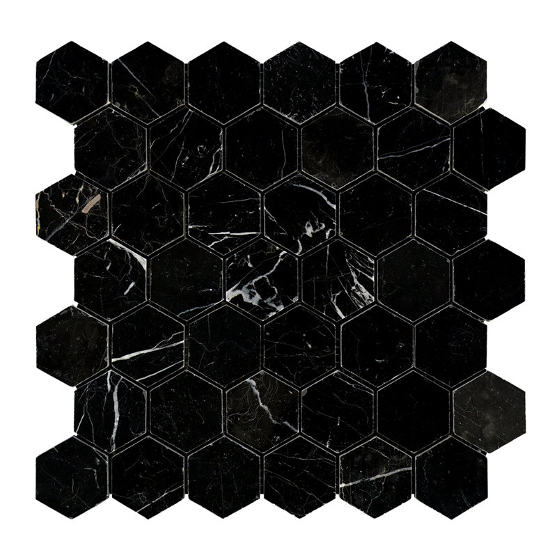 Nero Marquina Marble Honeycomb Mosaic Wall & Floor Tile