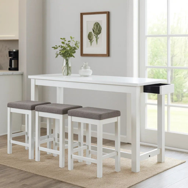 3 - Person Four Leg Dining Set, White