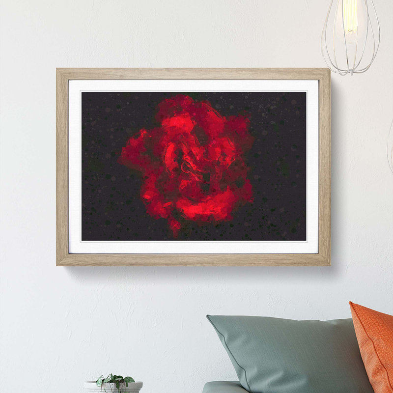 Dewdrops upon a Rose in Abstract - Picture Frame Graphic Art Print, 62cm H x 87cm W x 2cm D, Oak Framed