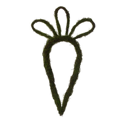 23"H x 12"W Carrot Outline Wreath. Made of natural twigs with a hint of artificial moss.