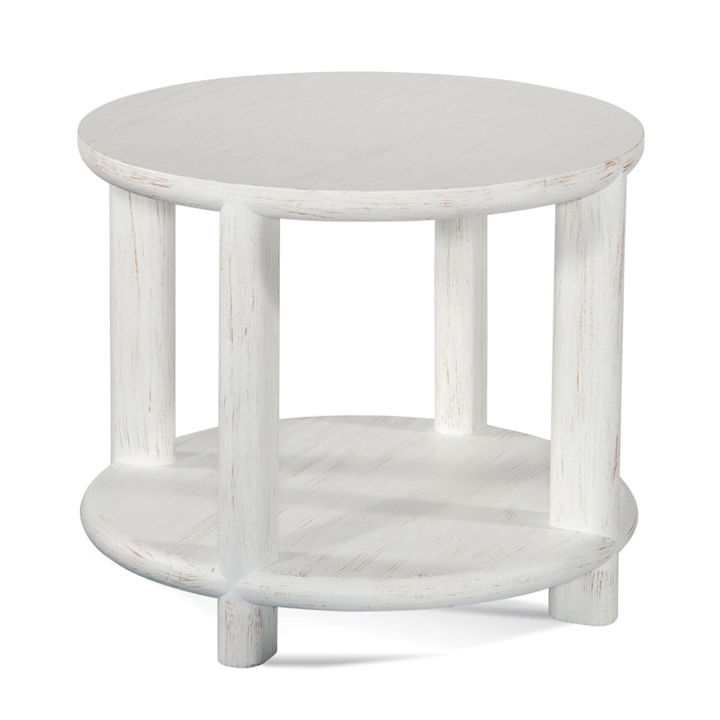 Taya Solid Wood End Table, Antique Frost White