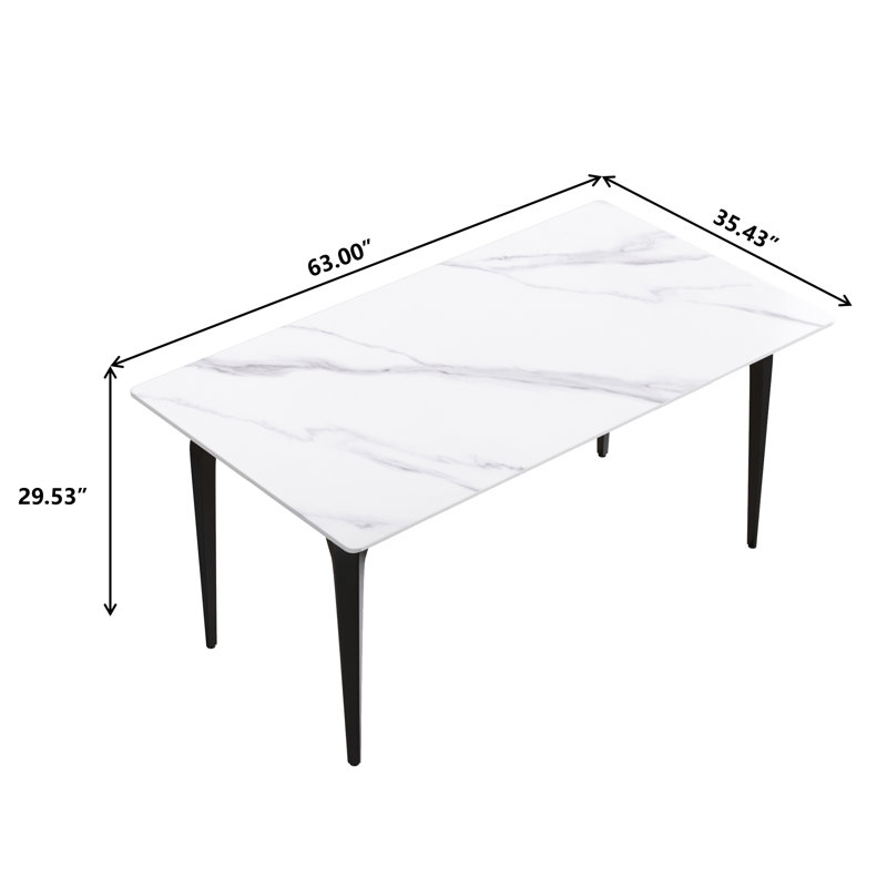 Table de salle à manger Anterion, Noir, L 35,43 po x L 63 po