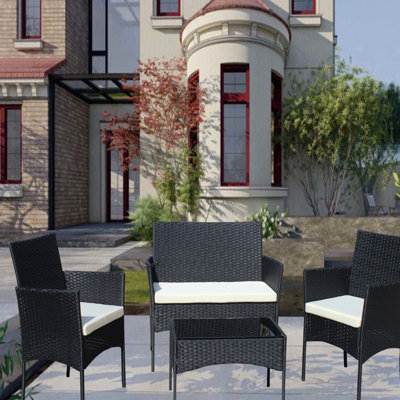 Ensemble de meubles de patio en rotin pour 4 pièces