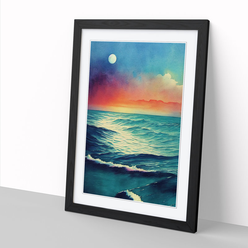 Watercolour Seascape Vol.1 - Picture Frame Print, Black, 64cm H x 46cm W x 2cm D