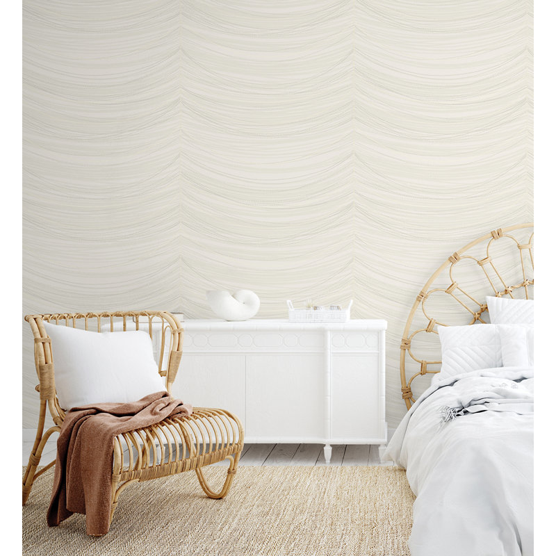 Auset 10m x 52.07cm Textured Metallic Finish Paste the Wall Wallpaper Roll, Cream