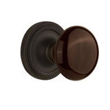 Rope Rosette with Brown Porcelain Door Knob