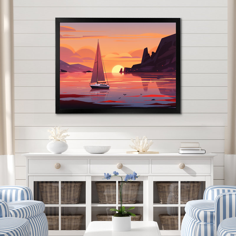 «Beachside Dusk», reproduction sur toile, H 12 po x l 20 po x P 1 po, Cadre photo noir