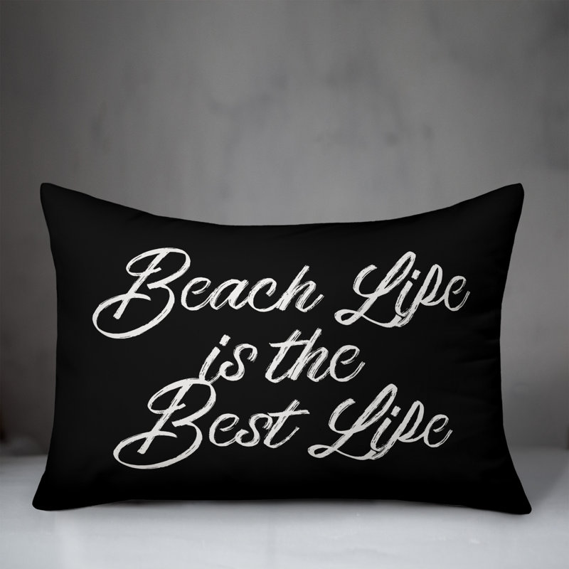 Outdoor Reversible Throw Pillow, 18" H x 25" W, Black