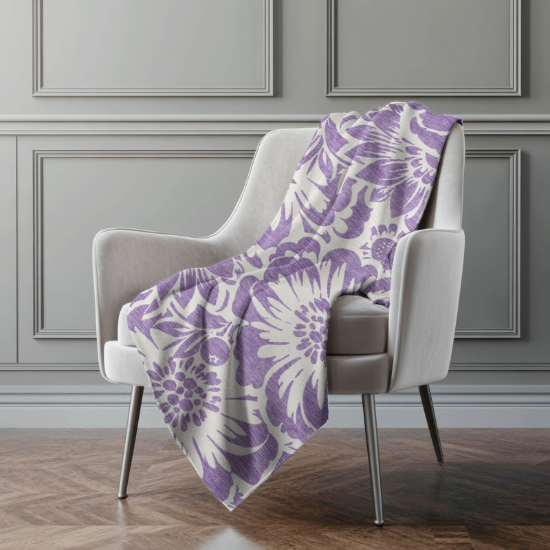 Jeté en sherpa floral Addison, Mauve