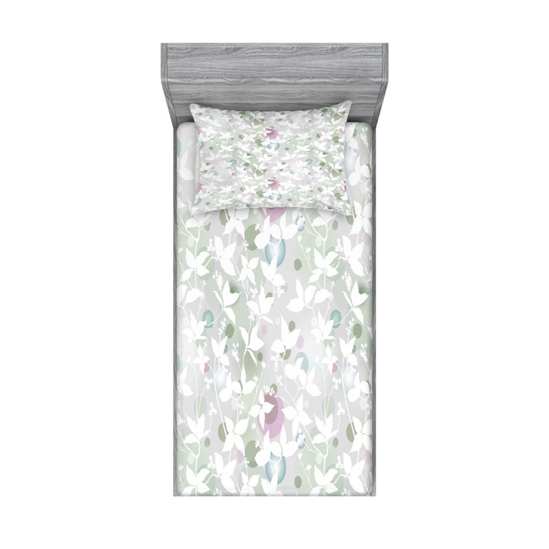 Microfiber Floral Sheet Set, Twin Sheet Set with Fitted Sheet