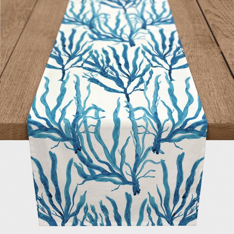 Aldarcie Rectangle Polyester Table Runner, 90" x 16", Light Blue