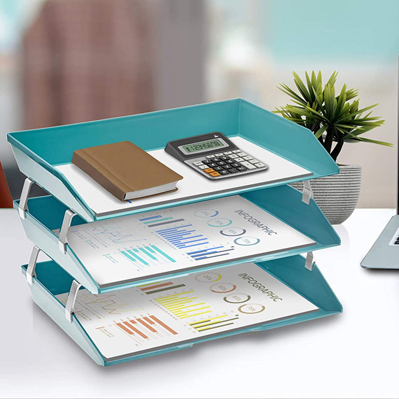 Chardon Plastic Stackable File Organizer, Solid Green