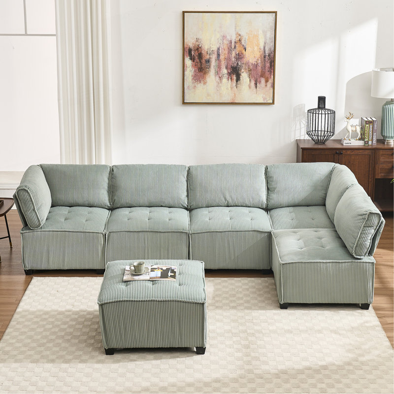Sectional Sofa U Shaped Modular Couch With Reversible Chaise Modular Sofa Sectional Couch,6- Seat Convertible Sofa,Fit For Living Room