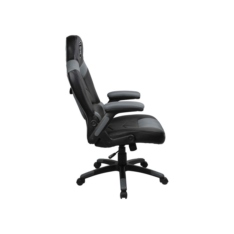 Black and Gray Faux Leather Oversized Gaming Chair with High-Back