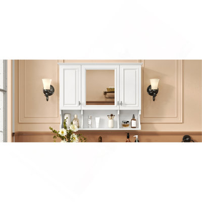 Armoire à pharmacie murale 35 po x 28 po, armoire de salle de bain moderne avec miroir, armoire à miroir avec tablettes ouvertes