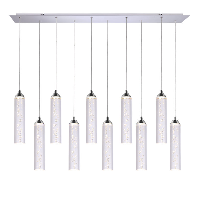 Ardrie 10 - Light Chrome Cluster Pendant, 8.7" H x 1.8" W x 1.8" D