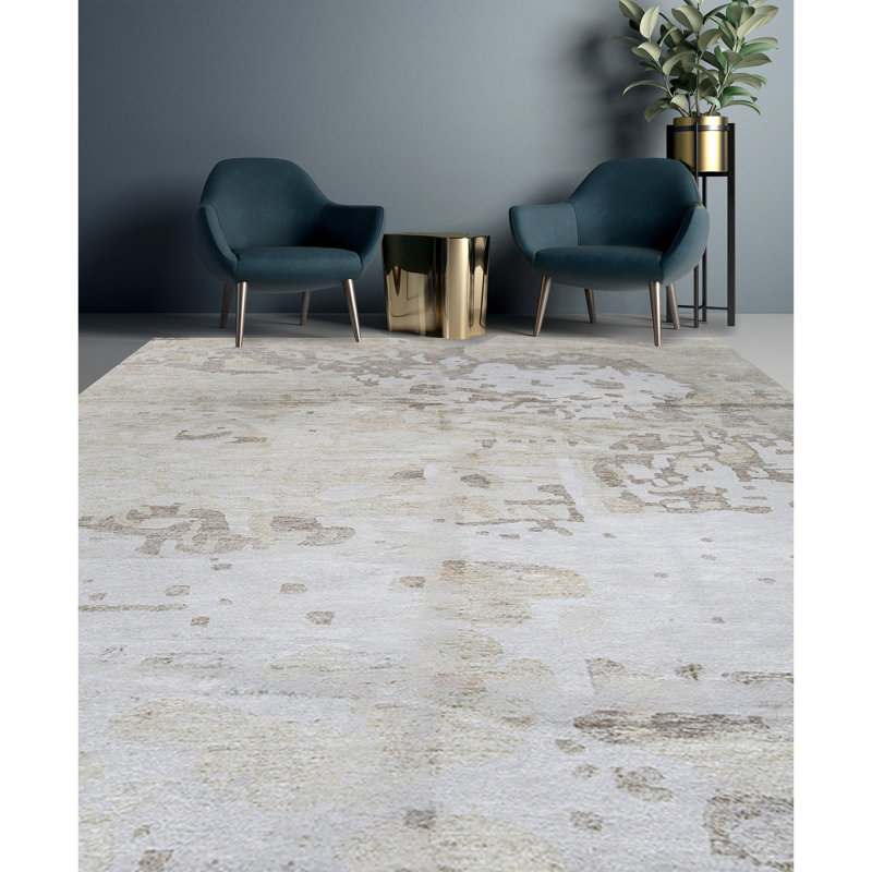 Rayon Area Rug in Ivory, Rectangle 9' x 12'