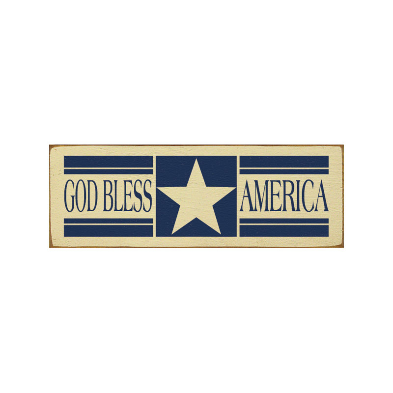 « dieu bless america », art textuel sur bois