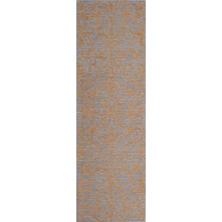 Medici Hand Tufted Wool Damask Area Rug in Taupe/Gray