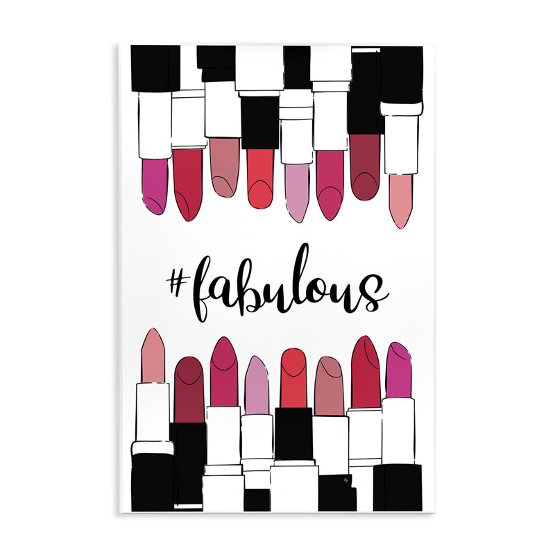 Art mural Hashtag, fabuleux rouge à lèvres, par Martina Pavlova, H 15 po x l 10 po