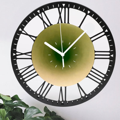 Horloge murale ronde en fer 10 po avec mouvement à quartz silencieux, chiffres romains, impression UV