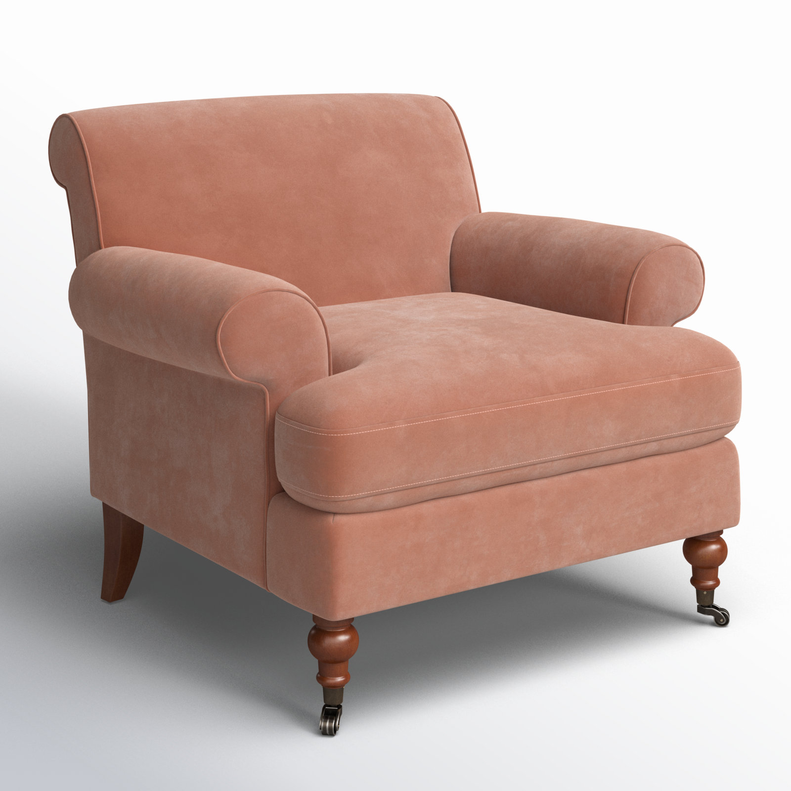 Harbor Upholstered Armchair, Peach Orange Velvet
