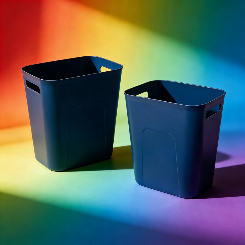 Petite poubelle rectangulaire pour salle de bain, cuisine, bureau et dortoir - Conception peu encombrante, plastique durable, facile à nettoyer, capacité de 3,5 gallons (paquet de 2)