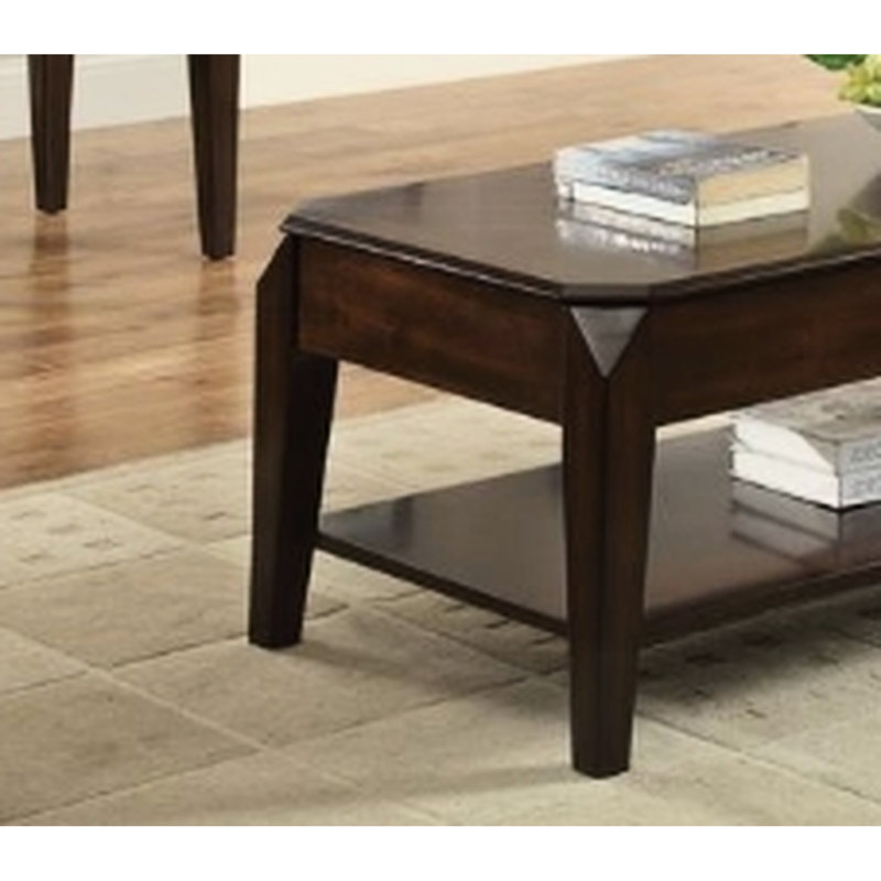 Élégante table basse à plateau relevable de couleur noyer - rangement pratique au design rectangulaire et élégant