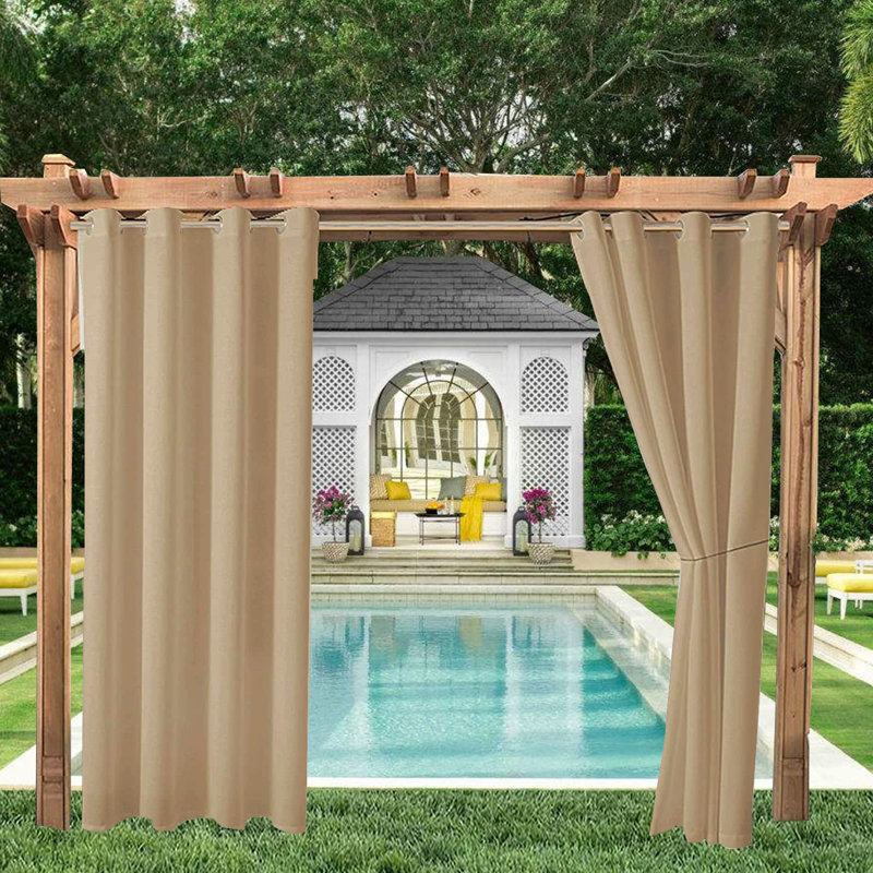 1/2 rideaux imperméables et bloquant le soleil d'extérieur / d'intérieur - 2, L 54 po x L 108 po, Beige