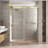 56”-60”W*76”H Double Sliding Frameless Shower Door with 3/8”(10mm) Thickened Upgrade Tempered Glass,stainless steel hardware,Brushed Gold-124532298