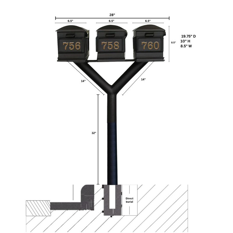 Penfield 72.375'' H Multi-Mount Post, Bronze