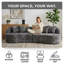 Canapé d'angle modulaire incurvé en chenille de 114 pouces avec assise profonde et structure inclinable, gris-669441189
