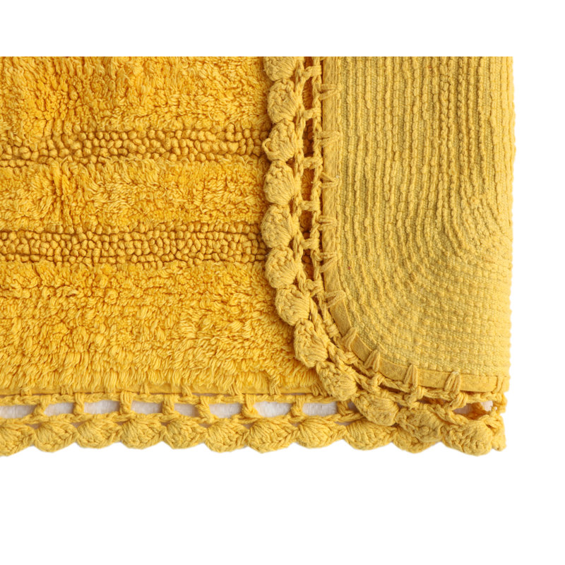 Tapis pour salle de bain Akife, Jaune