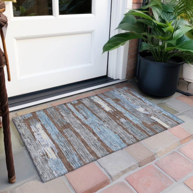 Machine Washable Indoor/Outdoor Cinead ACN1665 Chocolate Rug