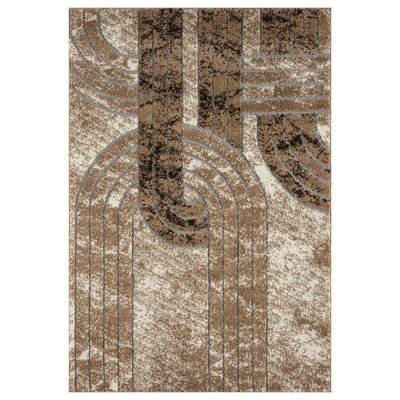 Modern Shaggy Rug Abstract Geometric Rug Indoor For Living Room Bedroom Design 1523 (5X8 (5'2"X7'5"),Beige)