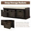 Banc de rangement rustique avec 3 paniers en rotin classiques amovibles, banc d'entrée avec coussin amovible