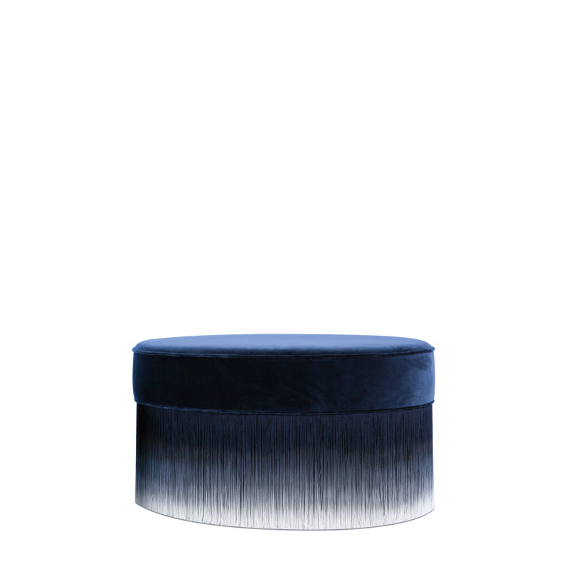 Amami Round Ottoman, Blue Velvet