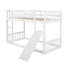 Lit superposé simple au-dessus d'un lit simple avec rampe et échelle d'escalade, style maison de jeu avec garde-corps, blanc-1409484458