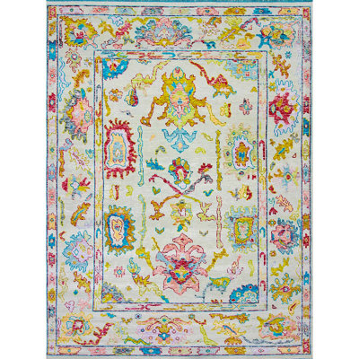 Tapis ivoire et ivoire noué à la main de haute qualité