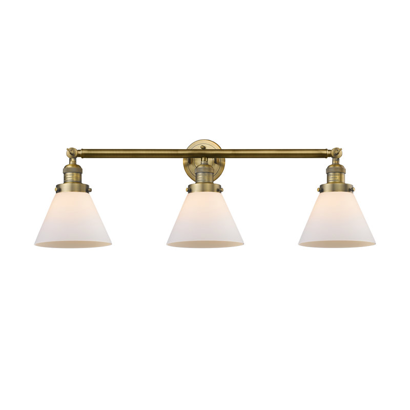 Sartain 3 - Light Dimmable Vanity Light, 60 Watt Vintage Incandescent Bulb, Matte White, Polished Chrome