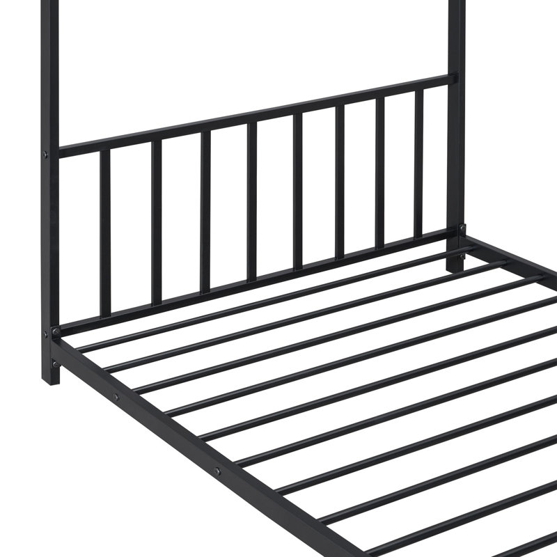 Modern Twin Size House Platform Bed, Black