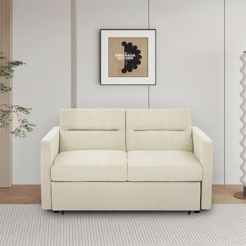 Canapé-lit en velours, Velours beige