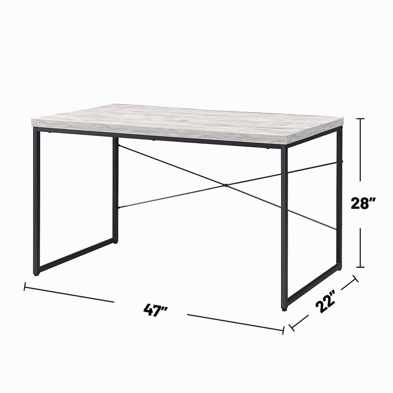 Bureau d'écriture rectangulaire en faux béton, Blanc