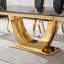 Ensemble de table de salle à manger 7 pièces, table en bois aggloméré à imprimé marbre avec chaises en velours et polyuréthane, base en acier inoxydable - 6 sièges-115146844-105270261