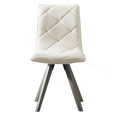 Ensemble de chaises de salle à manger 2 pièces de cuisine de style Mid-Century moderne avec pieds en bois et coussin en tissu pour le salon