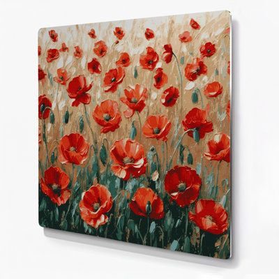 Coquelicots botaniques, art mural en métal brun