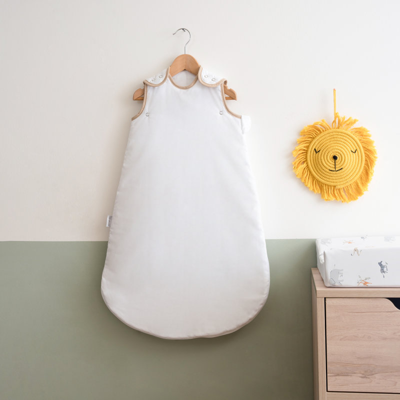 Organic Sleeping Bag (0-6 Months) Reverse: 100% Cotton Baby Sleeping Bag, White