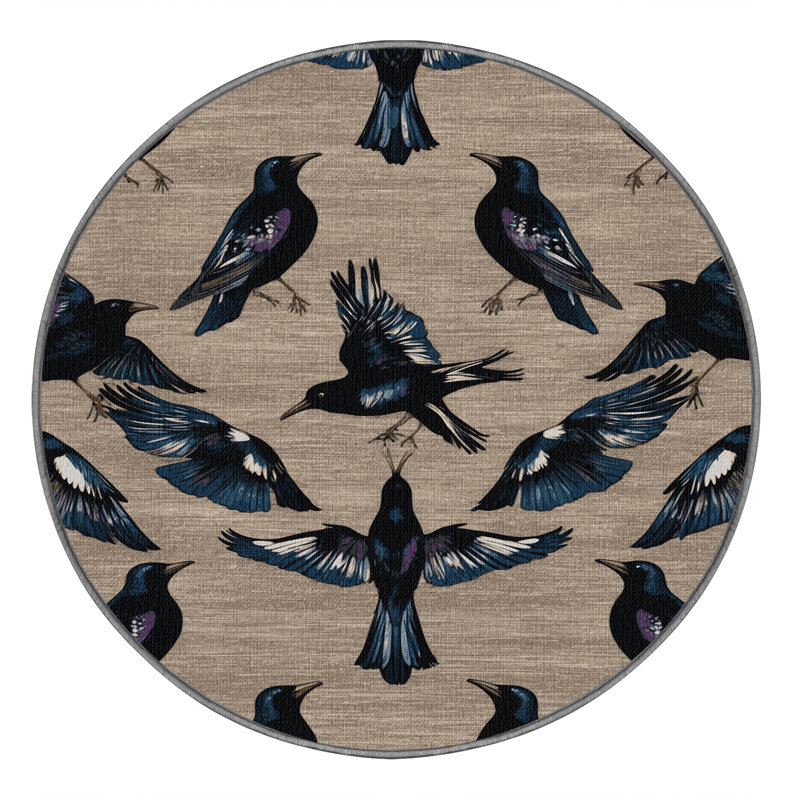Tapis lavable européen Starling Birds, Rectangulaire 2 pi x 3 pi