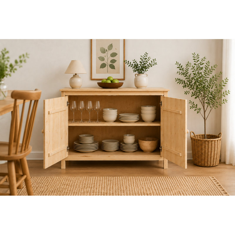 Antwane 43.89" Wide Wood Sideboard & Buffet – Enhance Your Home with Charm and Versatile Storage, Natural/Natural