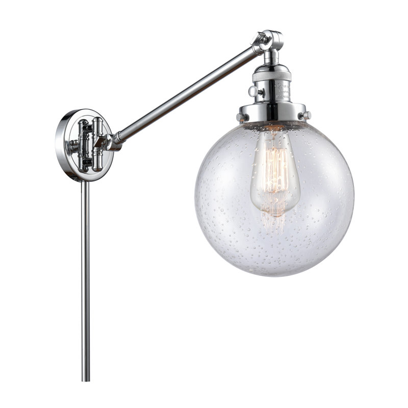 Lampe murale avec bras pivotant 1 lumière Zarmayr, Boîtier blanc mat, Chrome poli, Incandescent